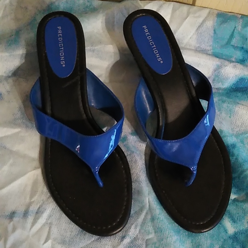 Blue patent sandals